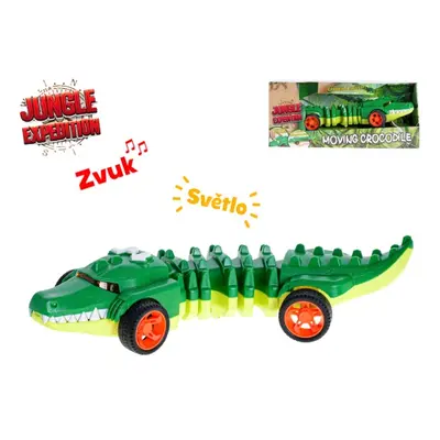 MIKRO TRADING - Jungle Expedition krokodýl 31cm jezdící na baterie se světlem a zvukem v krabičc