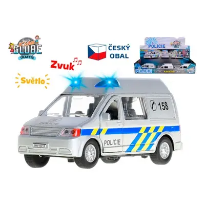 MIKRO TRADING - Kids Globe Traffic policie CZ 14cm kov zpětný chod na baterie světlo a zvuk 12ks