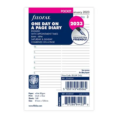 FILOFAX - Náplň do diáře 2023, kapesní/denní ENG