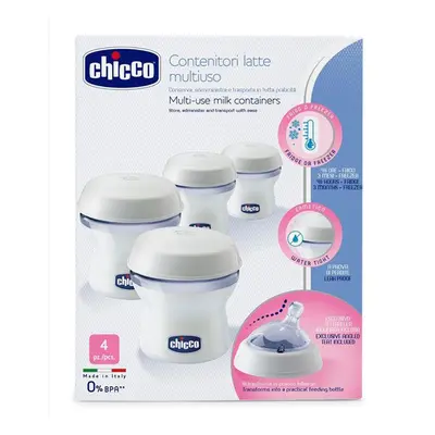 CHICCO - Zásobníky víceúčelové na mateřské mléko s lahvovou násadkou Natural Feeling, 4ks