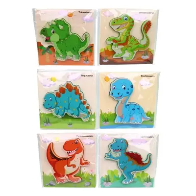 MADE - Dřevěné puzzle s dinosaury, 15 x 15 cm