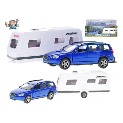 MIKRO TRADING - Kids Globe Traffic Volvo V70 kov s karavanem 30cm na zpětný chod v krabičce