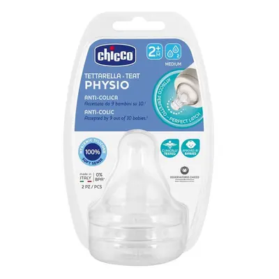 CHICCO - Dudlík na láhev Perfect 5 silikon, střední průtok 2 m+, 2 ks