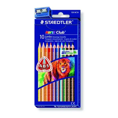 STAEDTLER - Barevné tužky, trojúhelníkové, hrubé, STAEDTLER \"Noris Club, 10 různých barev