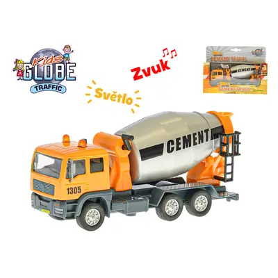 MIKRO TRADING - Kids Globe Traffic auto míchačka 15,5cm kov na zpětný chod na baterie se světlem