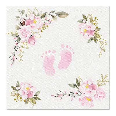 PAW - Ubrousky AIRLAID 40x40 cm Baby Feet light pink