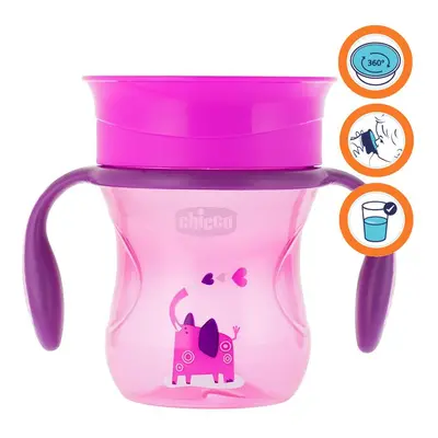 CHICCO - Hrneček Perfect 360 s držadly 200 ml, růžový 12m+