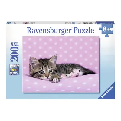 RAVENSBURGER - Roztomilé koťátko na růžové dece 200 dílků