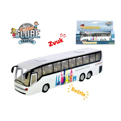 MIKRO TRADING - Kids Globe Traffic autobus 19cm kov na zpětný chod na baterie se světlem a zvuke