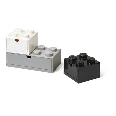 LEGO STORAGE - stolní boxy se zásuvkou Multi-Pack 3 ks - černá, bílá, šedá