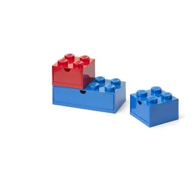 LEGO STORAGE - stolní boxy se zásuvkou Multi-Pack 3 ks - červená, modrá