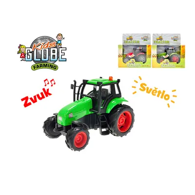 MIKRO TRADING - Kids Globe Farming traktor kov 11cm na setrvačník na baterie se světlem a zvukem