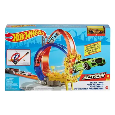 Mattel Hot Wheels GND92 Energy Trackset s dvojitou smyčkou a 1 vozidlem Hot Wheels autodráha