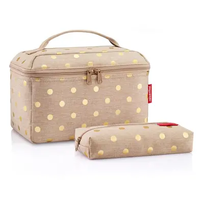 Sada kosmetický kufřík a taštička Reisenthel Beautycase set Metallic dots coffee