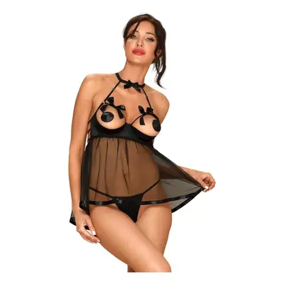 Pikantní košilka Delishya babydoll black - Obsessive Barva: černá