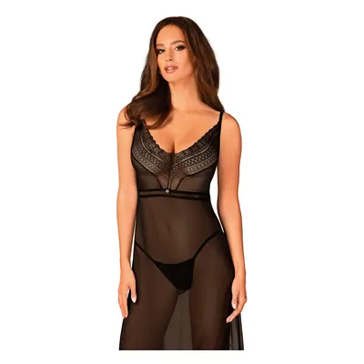 Elegantní košilka Estiqua long chemise - Obsessive Barva: černá