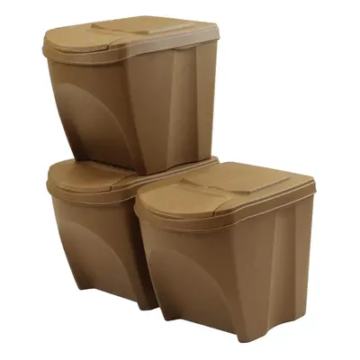 Prosperplast Odpadkové koše na tříděný odpad, sada 3ks x 25l SORTIBOX - ECO WOOD