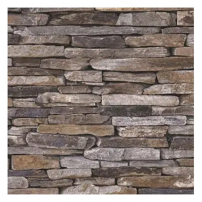 Vliesové tapety na zeď Wood´n Stone 91421-7, kámen břidlice šedo-hnědý, rozměr 10,05 m x 0,53 m,