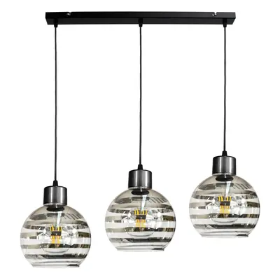 BERGE LED závěsné stropní svítidlo 3xE27 GLASS BALL stripes black