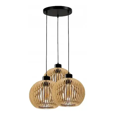 BERGE Stropní LED svítidlo LOFT 3xE27 - WOOD - černé