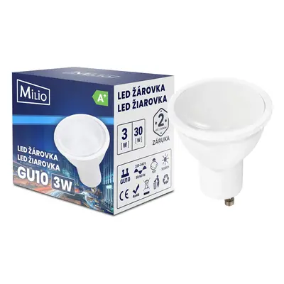 BERGE LED žárovka - GU10 - 3W - 240Lm - teplá bílá