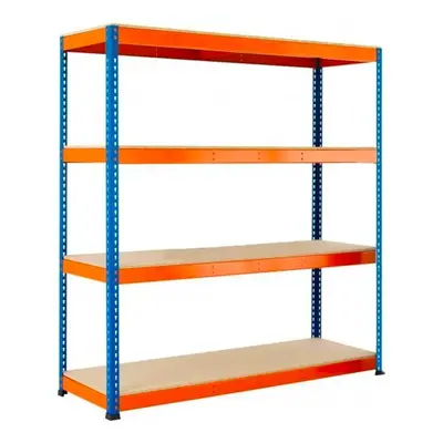 Fistar Regál 1800x1600x450 mm PROFESIONÁLNÍ, lakovaný 4-policový, nosnost 1600 kg - MODRO-ORANŽO