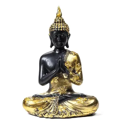 Milujeme Kameny Buddha meditující - socha Feng shui - černo-zlatý - velký