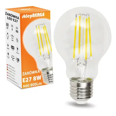 BERGE LED žárovka E27 A60 8W neutrální bílá