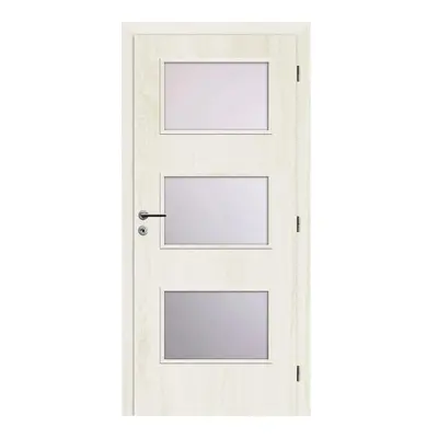 Solodoor Interiérové dveře Etta 6, 70 P, 750 × 1985 mm, fólie, pravé, Andorra white, prosklené