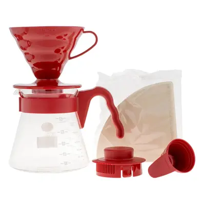 Hario V60-02 Pour Over Kit - červená plastová sada