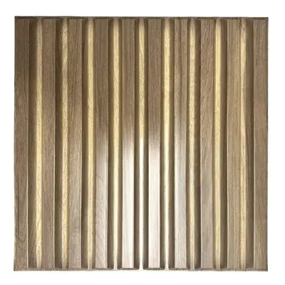 Obkladové panely 3D PVC SLATS D167 dřevo hnědé, cena za kus, rozměr 500 x 500 mm, SLATS dřevo hn