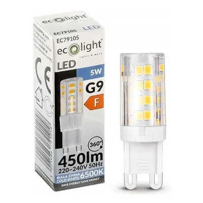 ECOLIGHT LED žárovka - G9 - 5W - studená bílá