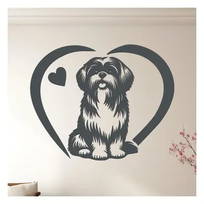 dřevo života Dřevěný obraz psa Shih Tzu se srdcem Rozměry (cm): 40x32, Zvolte barvu dekoru: Antr