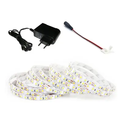 ECOLIGHT LED pásek - 1m - 120LED/m - 9,6W/m - 700Lm - IP20 - studená bílá - SADA ZDROJ + KONEKTO