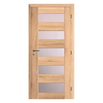 Solodoor Interiérové dveře rámové, 60 P, 650 × 1985 mm, fólie, pravé, dub Mystic, prosklené