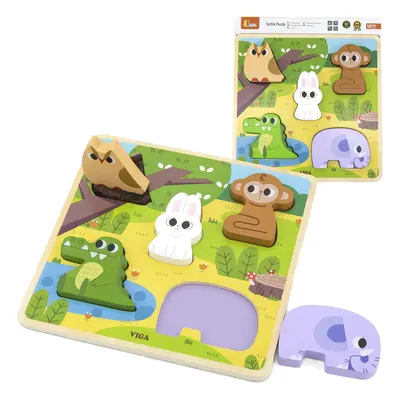 Dřevěná zvířátka VIGA, lesní puzzle