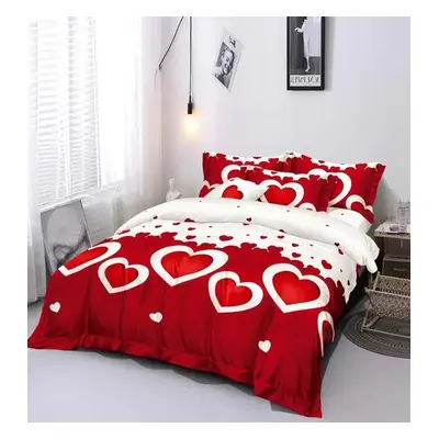 3 dílné povlečení Polycotton Hearts red 200x140cm+90x70cm TiaHome