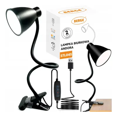 BERGE Andora LED stolní lampa s klipem 1xE27 černá