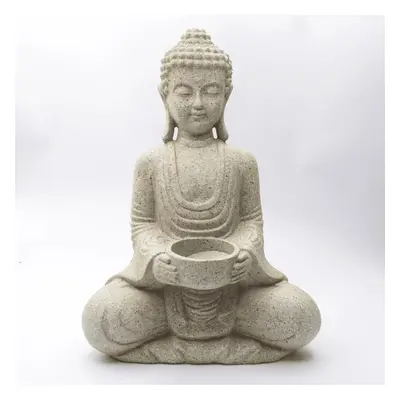 Milujeme Kameny Meditující Buddha - svícen Feng Shui - šedý VADA 2