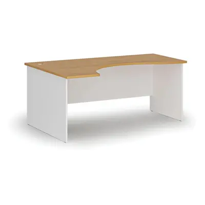 Ergonomický kancelářský pracovní stůl PRIMO WHITE, 1800 x 1200 mm, levý, bílá/buk