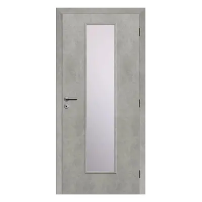 Solodoor Interiérové dveře Etta 7, 80 P, 850 × 1985 mm, fólie, pravé, beton, prosklené