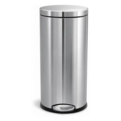 Pedálový odpadkový koš Simplehuman – 30 l, kulatý, matná ocel, FPP