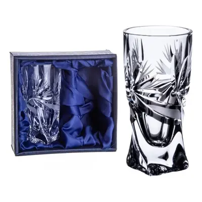 Onte Crystal Bohemia Crystal ručně broušené sklenice na destiláty Quadro Mašle 50 ml 2KS