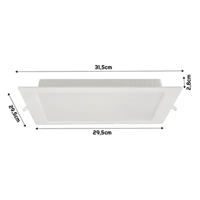 BERGE Čtvercový LED panel zapuštěný bílý - 24W - PC - neutrální bílá