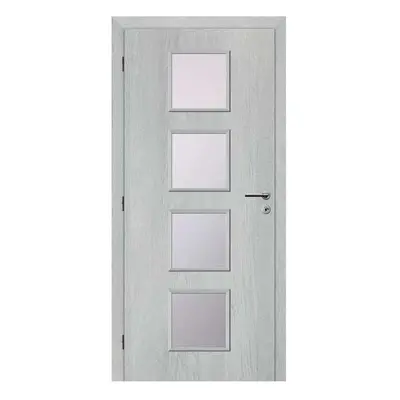 Solodoor Interiérové dveře Etta 4, 70 L, 750 × 1985 mm, fólie, levé, Earl Grey, prosklené