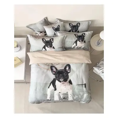 3 dílné povlečení Polycotton French Bulldog 200x140cm+90x70cm TiaHome