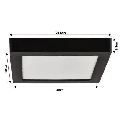 BERGE Čtvercový LED panel přisazený - černý - 18W - PC - neutrální bílá