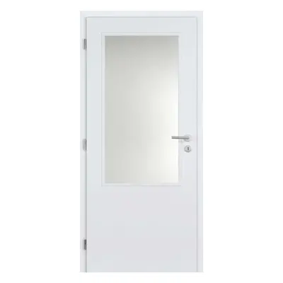 Doornite Basic Interiérové dveře 2/3 sklo, 80 L, 846 × 1983 mm, lakované, levé, bílé, prosklené