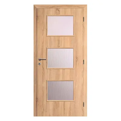 Solodoor Interiérové dveře Etta 6, 60 P, 650 × 1985 mm, fólie, pravé, dub Mystic, prosklené