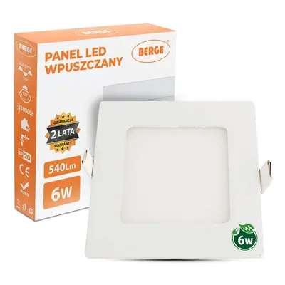 BERGE LED panel čtvercový 120x120x20mm vestavný - 6W - 230V - 390Lm - studená bílá